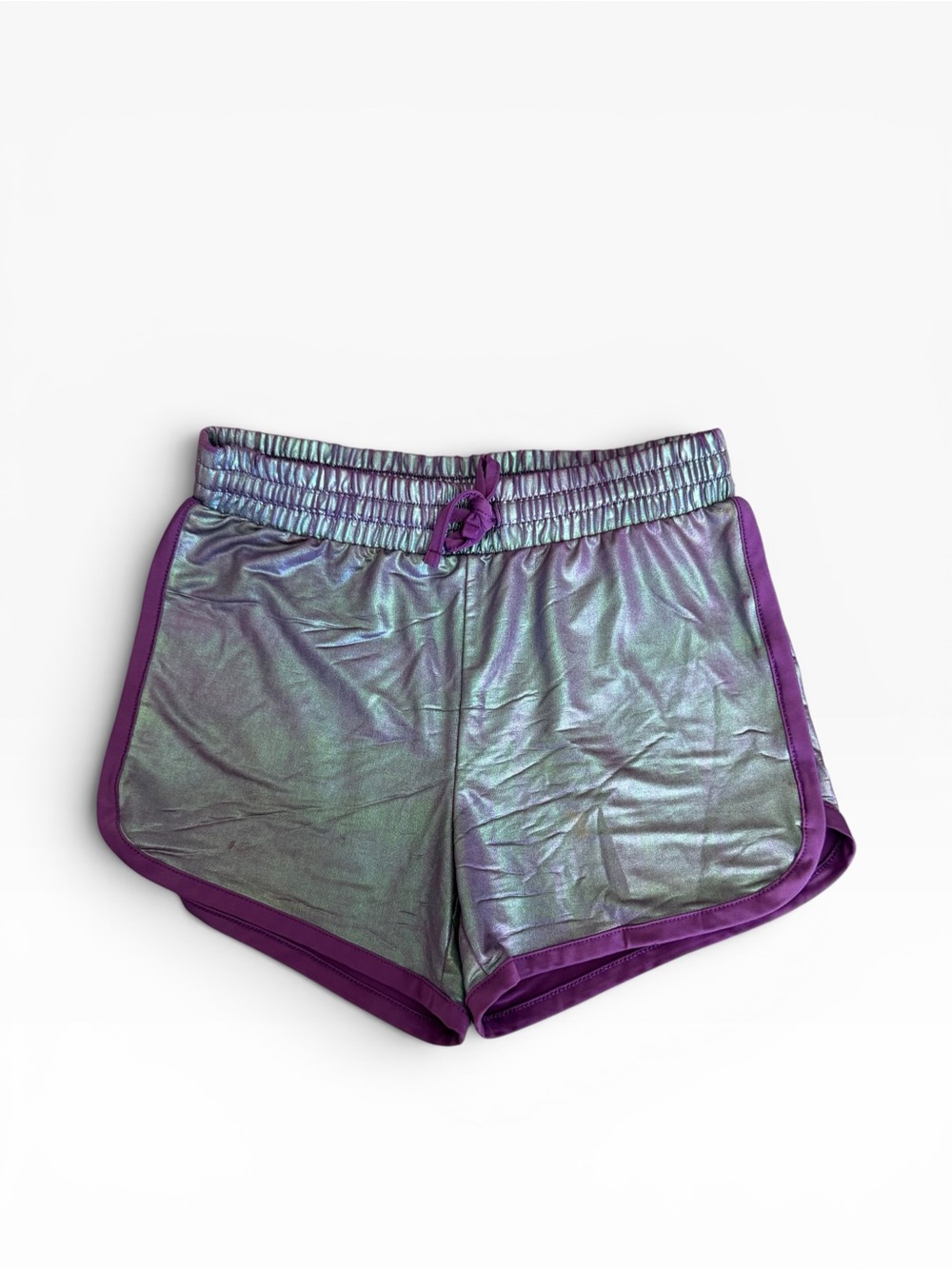 Iridescent Purple Trim Girls Athletic Shorts